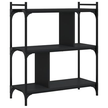 Vidaxl Librería De 3 Estantes Madera De Ingeniería Negro 76x32x88 Cm