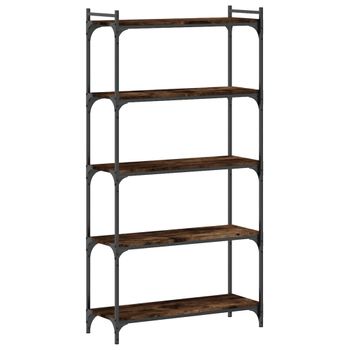 Vidaxl Librería 5 Estantes Madera Ingeniería Roble Ahumado 80x30x154cm Marrón