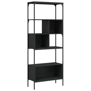 Vidaxl Librería 5 Estantes Madera De Ingeniería Negro 76x33x188,5 Cm