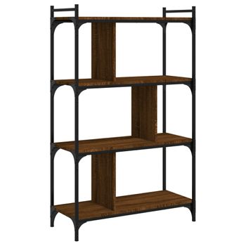 Vidaxl Librería 4 Estantes Madera Ingeniería Marrón Roble 76x32x123 Cm