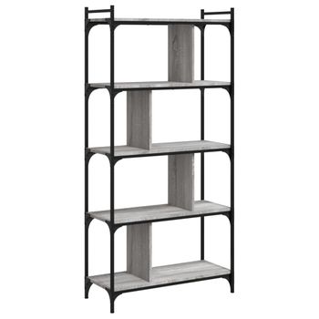 Vidaxl Librería 5 Estantes Madera Ingeniería Gris Sonoma 76x32x158 Cm