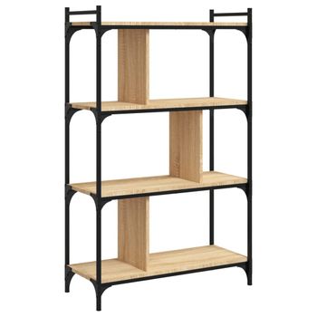 Vidaxl Librería 4 Estantes Madera Ingeniería Roble Sonoma 76x32x123 Cm Marrón