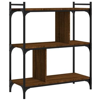 Vidaxl Librería 3 Estantes Madera Ingeniería Marrón Roble 76x32x88 Cm