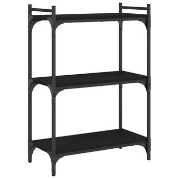 Vidaxl Librería De 3 Estantes Madera De Ingeniería Negro 60x30x86 Cm