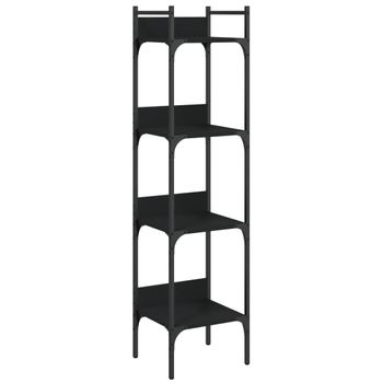 Vidaxl Librería De 4 Estantes Madera Ingeniería Negro 35x30x138,5 Cm