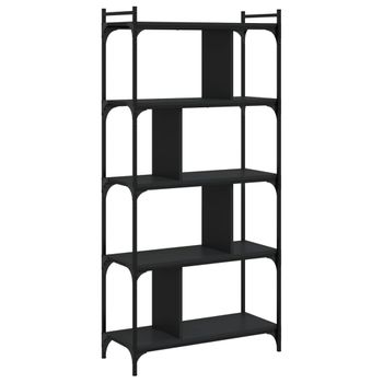 Vidaxl Librería De 5 Estantes Madera De Ingeniería Negro 76x32x158 Cm