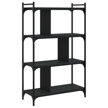 Vidaxl Librería De 4 Estantes Madera De Ingeniería Negra 76x32x123 Cm