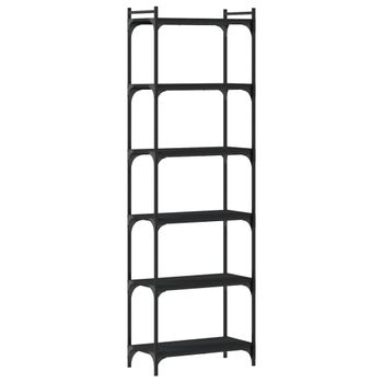 Vidaxl Librería De 6 Estantes Madera De Ingeniería Negro 60x30x188 Cm