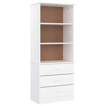 Vidaxl Librería Con Cajones Alta Madera De Pino Blanco 60x35x142 Cm