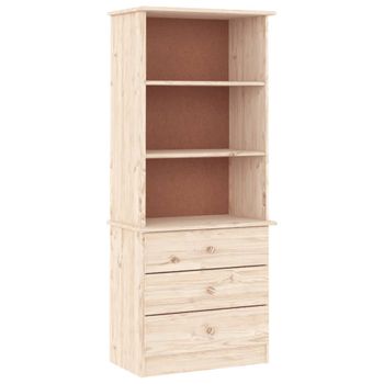 Vidaxl Librería Con Cajones Alta Madera Maciza De Pino 60x35x142 Cm Marrón