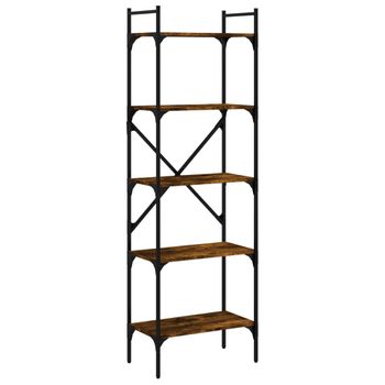 Vidaxl Librería De 5 Estantes Madera Roble Ahumado 56x31,5x174 Cm Marrón