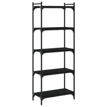 Vidaxl Librería De 5 Estantes Madera De Ingeniería Negro 60x30x154 Cm