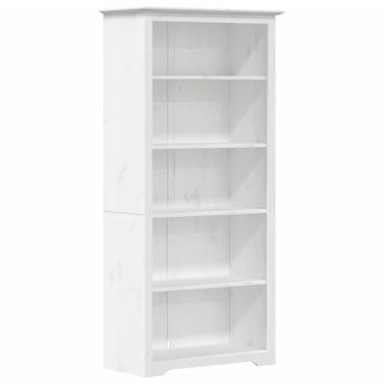 Vidaxl Librería Bodo 5 Estantes Madera Maciza Pino Blanco 80x38x180 Cm