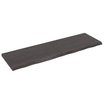 Vidaxl Estante Pared Madera Roble Tratada Marrón Oscuro 200x60x(2-6)cm