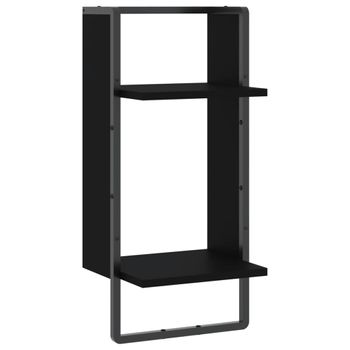 Vidaxl Estante De Pared Con Barra Negro 30x25x65 Cm