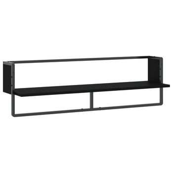 Vidaxl Estante De Pared Con Barra Negro 100x25x30 Cm