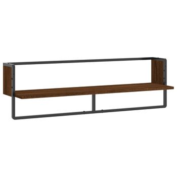 Vidaxl Estante De Pared Con Barra Marrón Roble 100x25x30 Cm