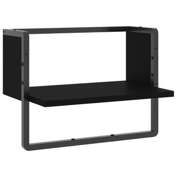 Vidaxl Estante De Pared Con Barra Negro 40x25x30 Cm