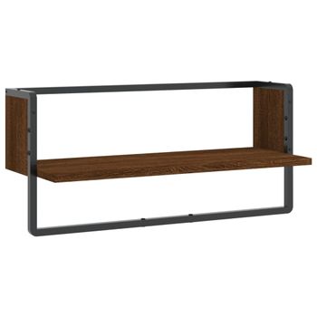 Vidaxl Estante De Pared Con Barra Marrón Roble 65x25x30 Cm