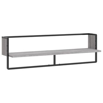 Vidaxl Estante De Pared Con Barra Gris Sonoma 100x25x30 Cm