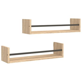 Vidaxl Estantes De Pared Con Barras 2 Uds Roble Sonoma 60x16x14 Cm Marrón