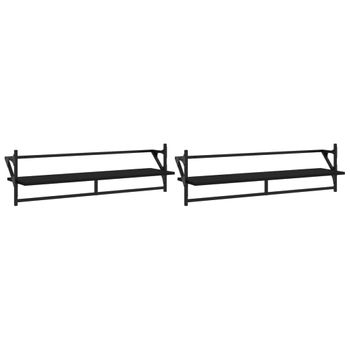 Vidaxl Estantes De Pared Con Barras 2 Unidades Negro 100x25x30 Cm