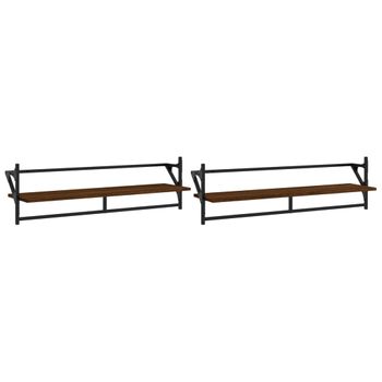 Vidaxl Estantes De Pared Con Barras 2 Uds Marrón Roble 100x25x30 Cm