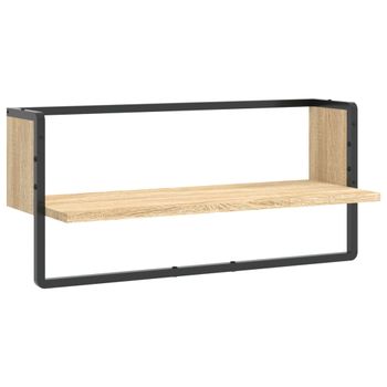 Vidaxl Estante De Pared Con Barra Roble Sonoma 65x25x30 Cm Marrón