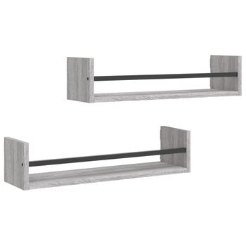 Vidaxl Estantes De Pared Con Barras 2 Uds Gris Sonoma 60x16x14 Cm