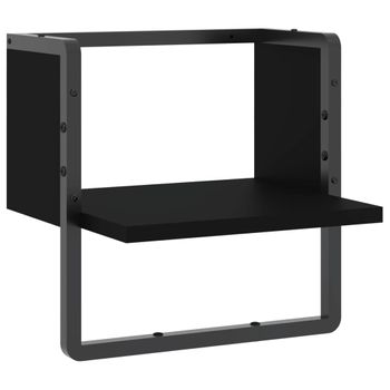 Vidaxl Estante De Pared Con Barra Negro 30x25x30 Cm