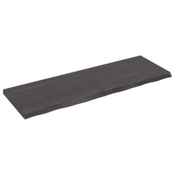 Vidaxl Estante Pared Madera Roble Tratada Marrón Oscuro 120x40x(2-4)cm