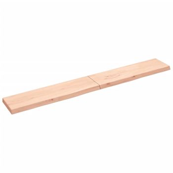 Vidaxl Estante De Pared Madera Maciza Roble Sin Tratar 220x30x(2-6) Cm Marrón