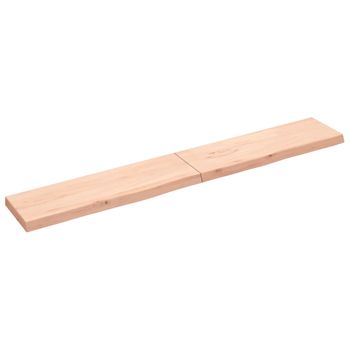 Vidaxl Estante De Pared Madera Maciza Roble Sin Tratar 200x30x(2-6) Cm Marrón