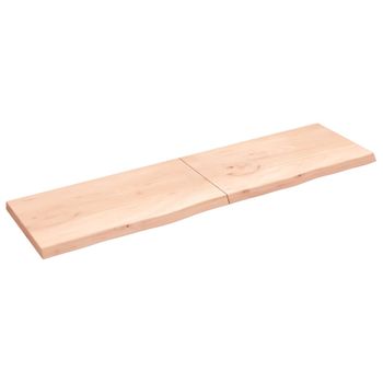 Vidaxl Estante De Pared Madera Maciza Roble Sin Tratar 220x60x(2-6) Cm Marrón