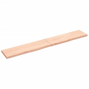 Vidaxl Estante De Pared Madera Maciza Roble Sin Tratar 200x30x(2-4) Cm Marrón