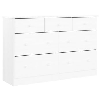 Vidaxl Cómoda Cajonera Alta Madera Maciza Pino Blanco 112x35x73 Cm