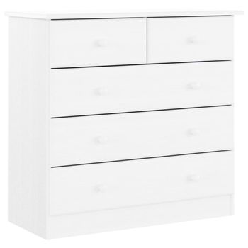 Vidaxl Cómoda Cajonera Alta Madera Maciza Pino Blanco 77x35x73 Cm