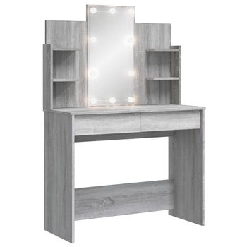 Vidaxl Tocador Con Luces Led Gris Sonoma 96x40x142 Cm