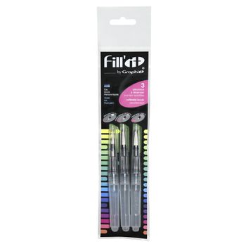 Juego De 3 Pinceles Con Depósito De Puntas Variadas Fill'it - 5 Ml