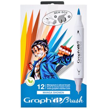 Set De 12 Rotuladores Graph'it Brush & Extra Fine - Manga Shonen