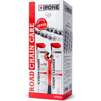 Ipone Ip800736 Pack Mantenimiento Moto Carretera Care Cleaner X-trem Road 750 Ml + Un Cepillo Para Cadena