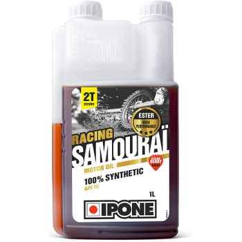 Ipone - Aceite Motor Moto 2t Samouraï Racing Opción Fresa - 100% Sintético Con Ésteres - Lubricante Alto Rendimiento - Envase Dosificador 1 Litro