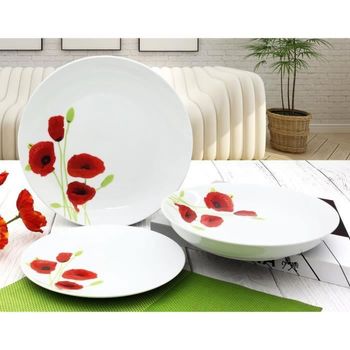 Servicio De Mesa Porcelana 18 Piezas Roja Y Blanca Abc Carpet & Home