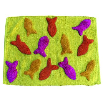 Alfombra De Baño Msv Peces Colorados, Algodon 70x50cm