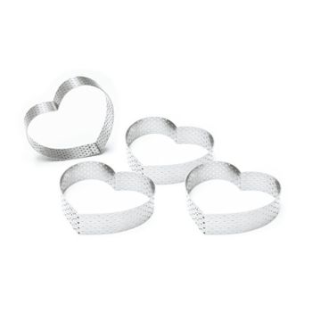 4 Anillos Perforados En Forma De Corazón Para Tartas Individuales - 7,