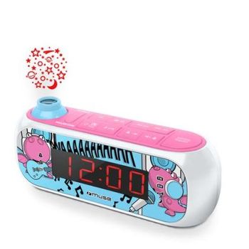 Radio Reloj Muse Kids Rosa Proyecta Dibujos M-167 Kdg