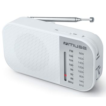 Muse M-025 Rw Blanco Radio Analógica Am/fm Portátil Con Altavoz Integrado