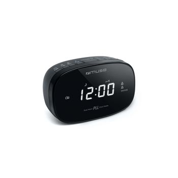 Radio Reloj Despertador Digital Muse M-155 Cr Black Fm Negro
