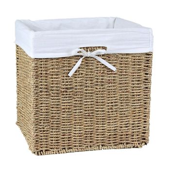 Caja De Almacenaje Plegable De Junco Marino - 32 X 32 X 32 Cm - L 32  X A 32  X H 32  Cm