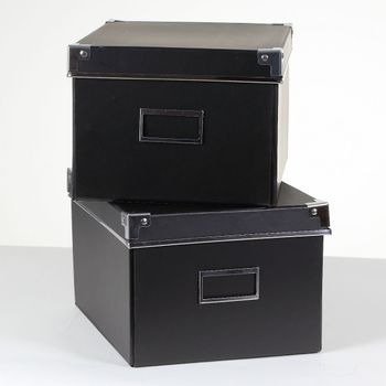 Juego 2 Cajas De Almacenamiento Cartón -l 26 X A 15 X H 21 Cm - Negro